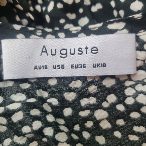 Revolve Auguste Edie Cascade Wrap Mini Dress Ruffle Black White Size 6 - Picture 4 of 11